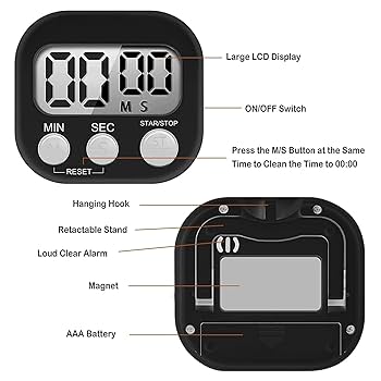 Leofeck 4PCS Loud Alarm Kitchen Timer, Colorful Time Timers